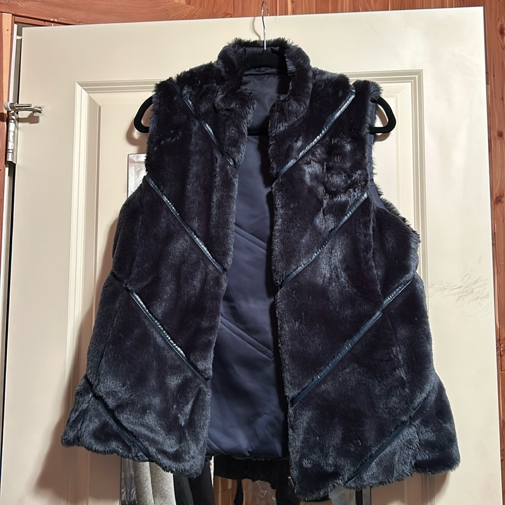 Tuckernuck Navy Faux Fur Vest